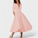 Helena - Elegantna obleka z V-izrezom