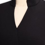 Alzira - Eleganten plašč z pasom in mandarinskim ovratnikom