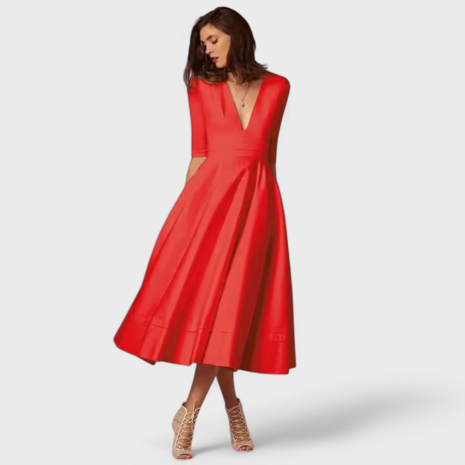 Helena - Elegantna obleka z V-izrezom