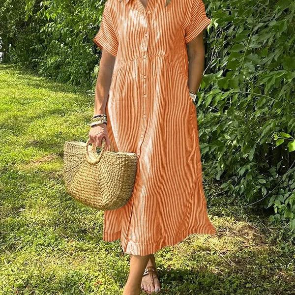 Camila - Elegantna prugasta obleka