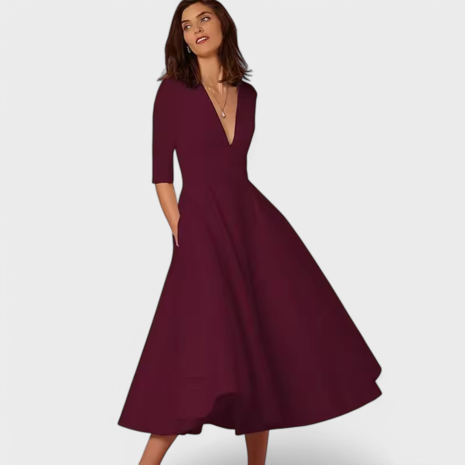 Helena - Elegantna obleka z V-izrezom