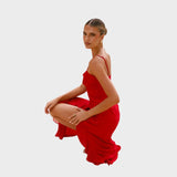 Aurelia - Obleka s volančki in tankimi naramnicami