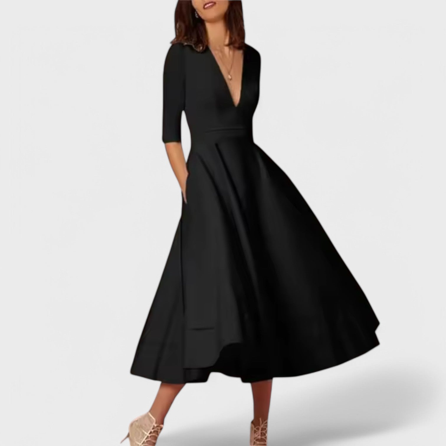 Helena - Elegantna obleka z V-izrezom