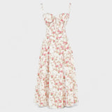 Carolina - Cvetlična obleka z prilagodljivim korzetom