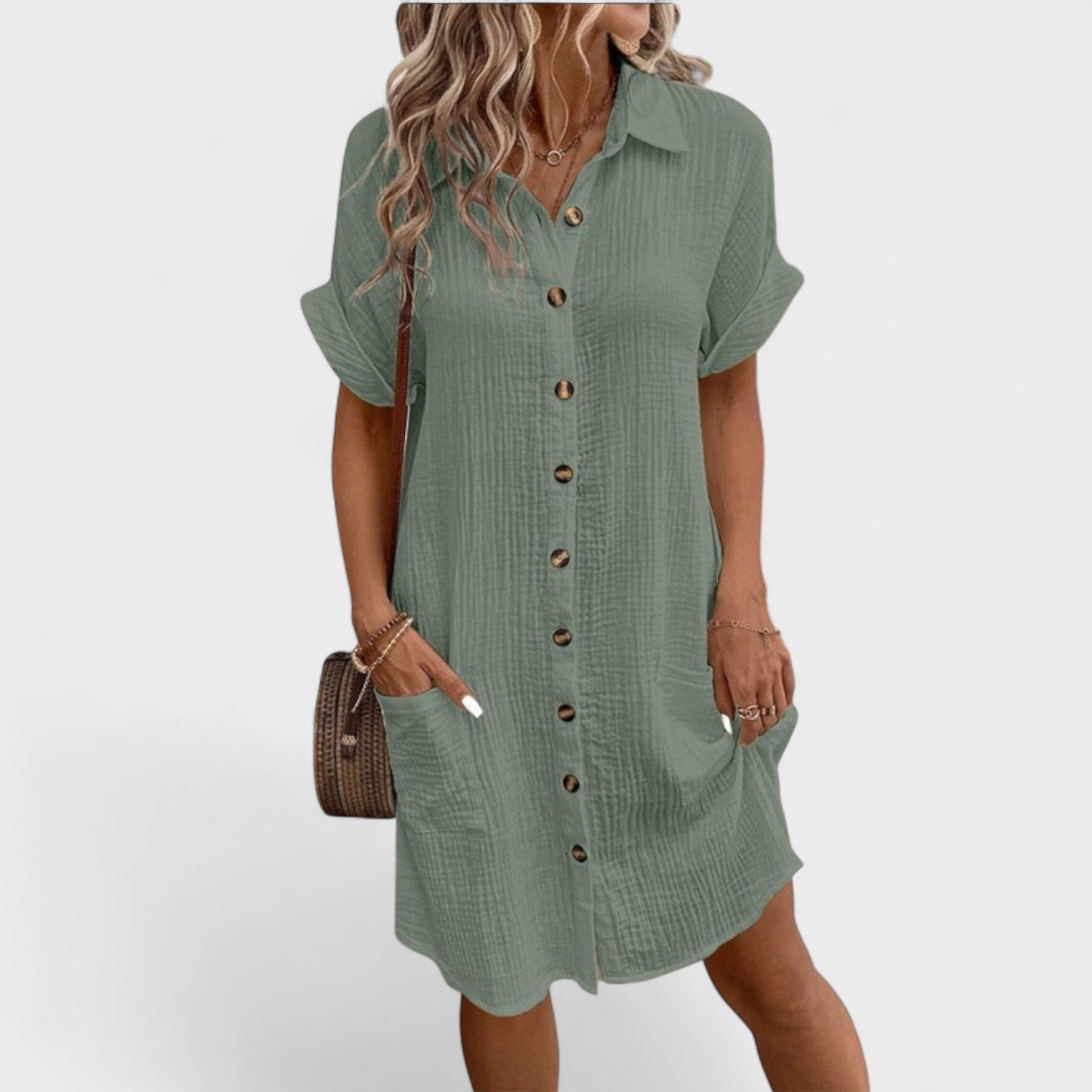 Catarina - Lahka obleka s kratkimi rokavi