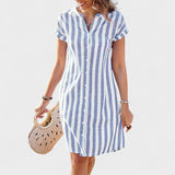 Martina - Elegantna črtasta srajčna obleka