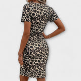 Fátima - Stilna obleka z leopardjim vzorcem