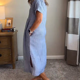 Camila - Elegantna prugasta obleka