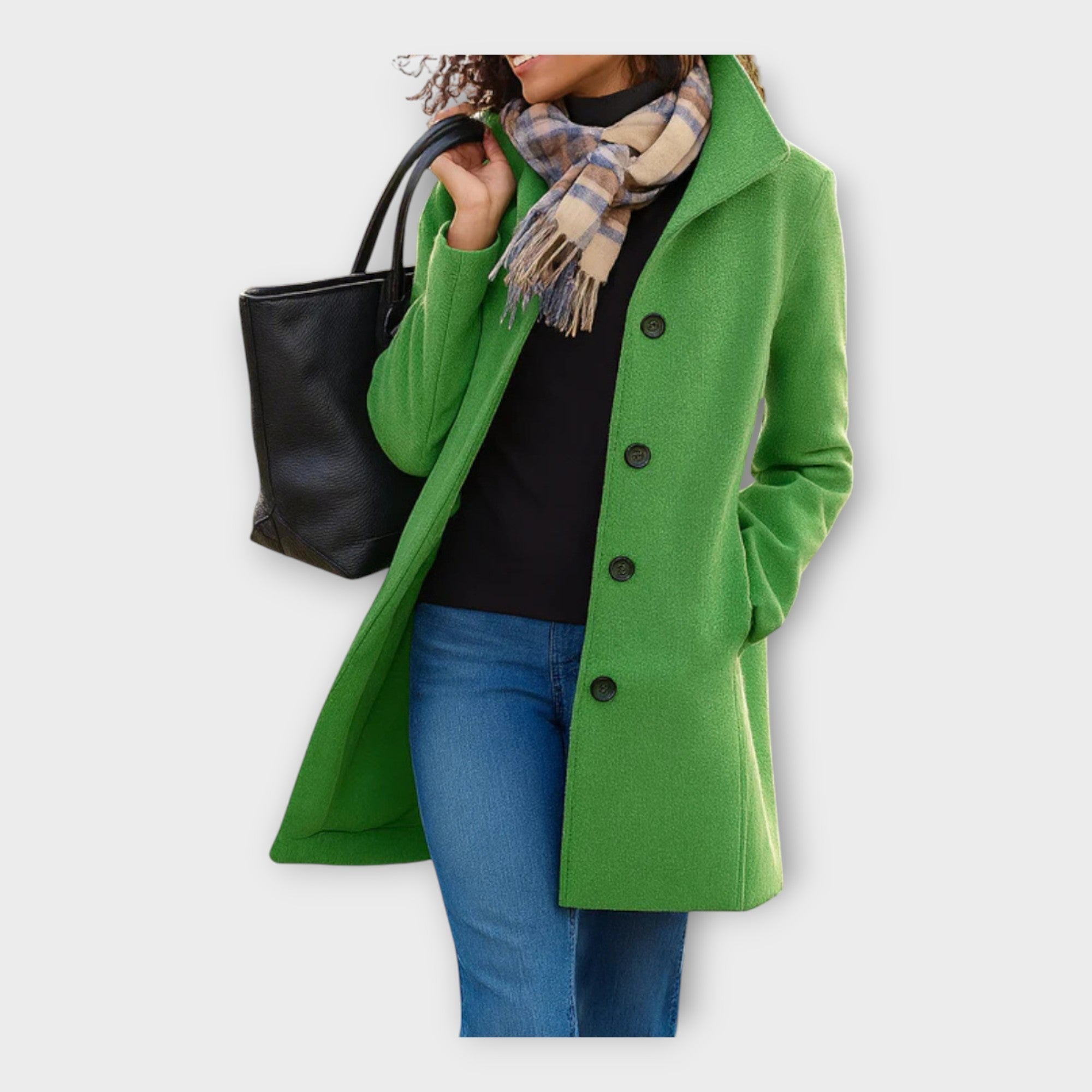 Eleganten volnen plašč z gumbi