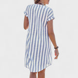 Martina - Elegantna črtasta srajčna obleka