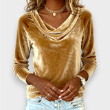 Lijana - T-shirt iz žameta z dolgimi rokavi v enotni barvi