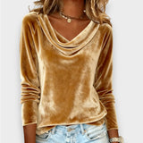 Lijana - T-shirt iz žameta z dolgimi rokavi v enotni barvi