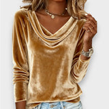 Lijana - T-shirt iz žameta z dolgimi rokavi v enotni barvi