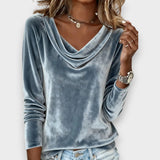 Lijana - T-shirt iz žameta z dolgimi rokavi v enotni barvi