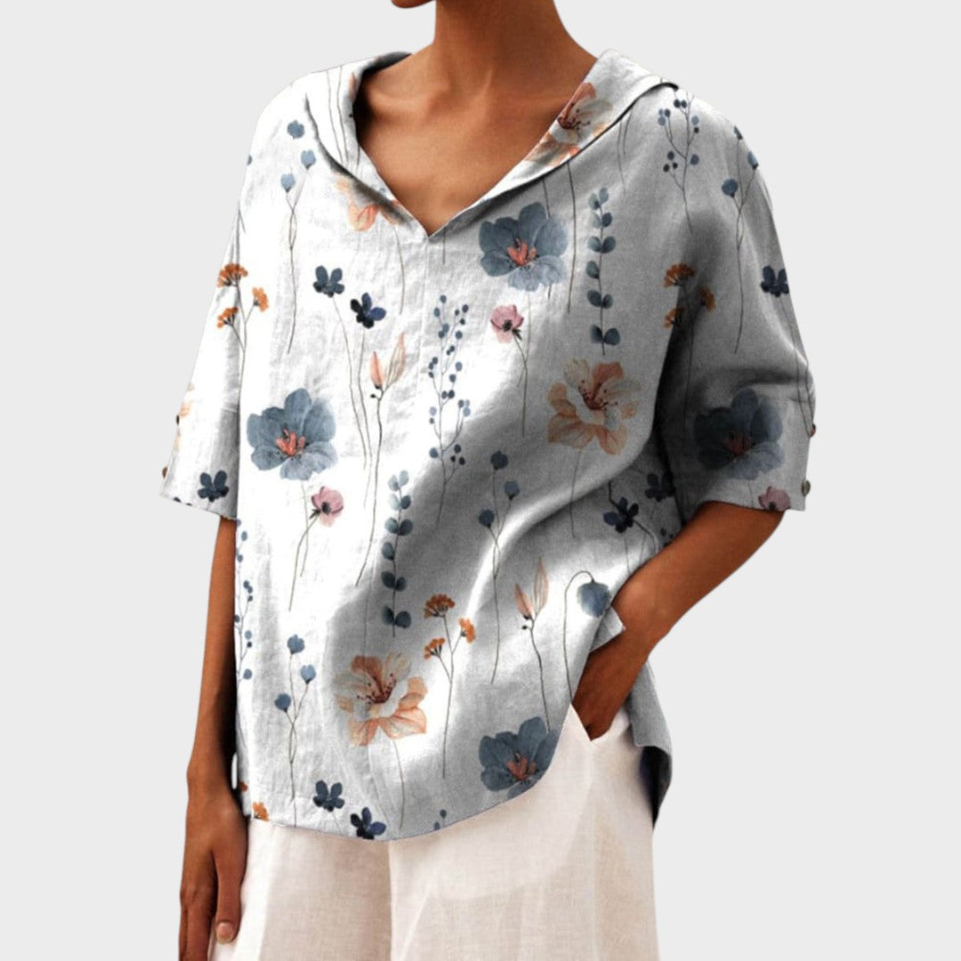 Flávia - Eleganten Top iz Lanene Tkanine