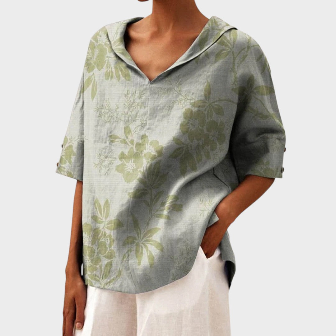 Flávia - Eleganten Top iz Lanene Tkanine