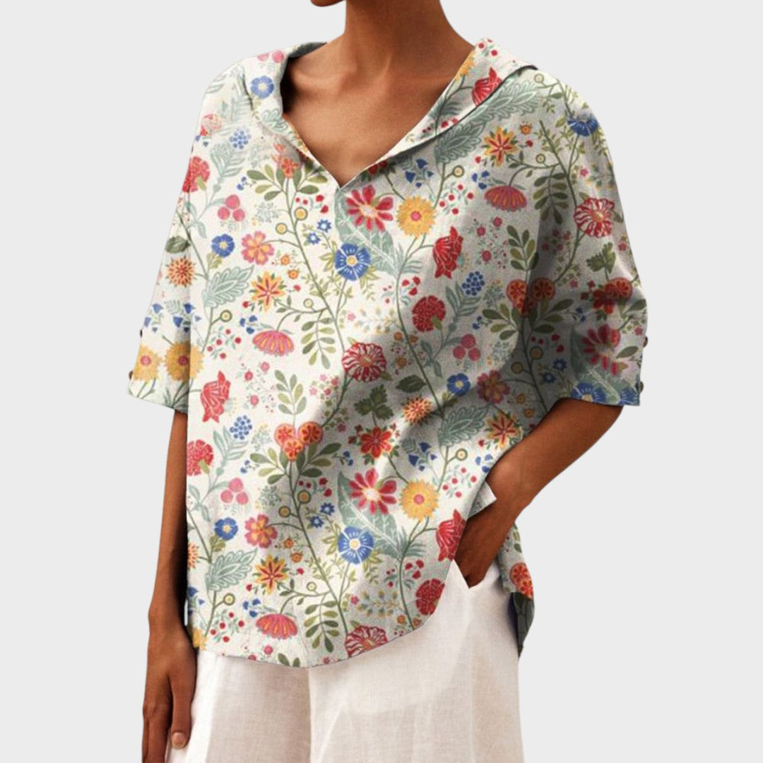 Flávia - Eleganten Top iz Lanene Tkanine