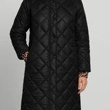 Cristiana – Srednje dolga obleka z oblogo, ki se lahko obrne, s leopardjim podlogo