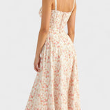 Carolina - Cvetlična obleka z prilagodljivim korzetom