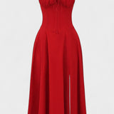 Carolina - Cvetlična obleka z prilagodljivim korzetom