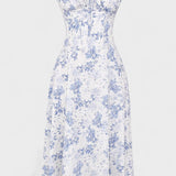 Carolina - Cvetlična obleka z prilagodljivim korzetom