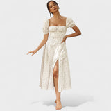 Helena - Poletna obleka s kvadratnim izrezom