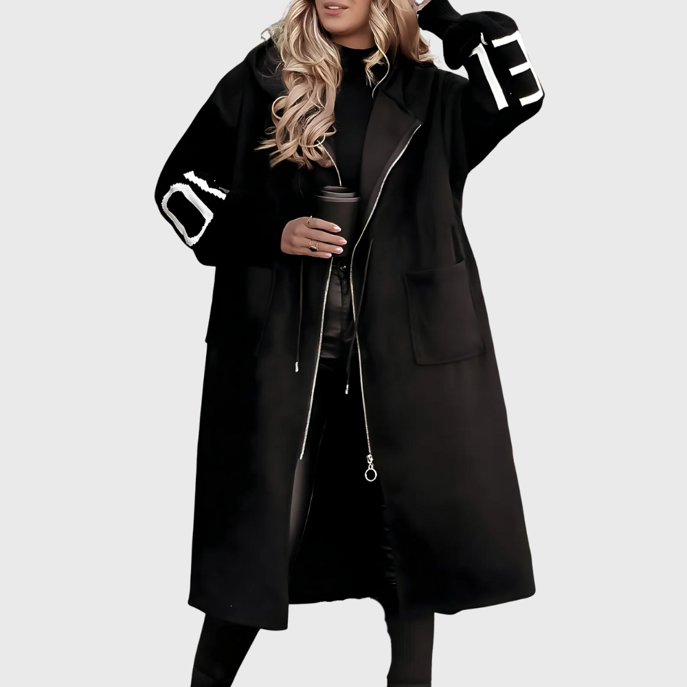 Donna - Ženski plašč z pletenimi rokavi