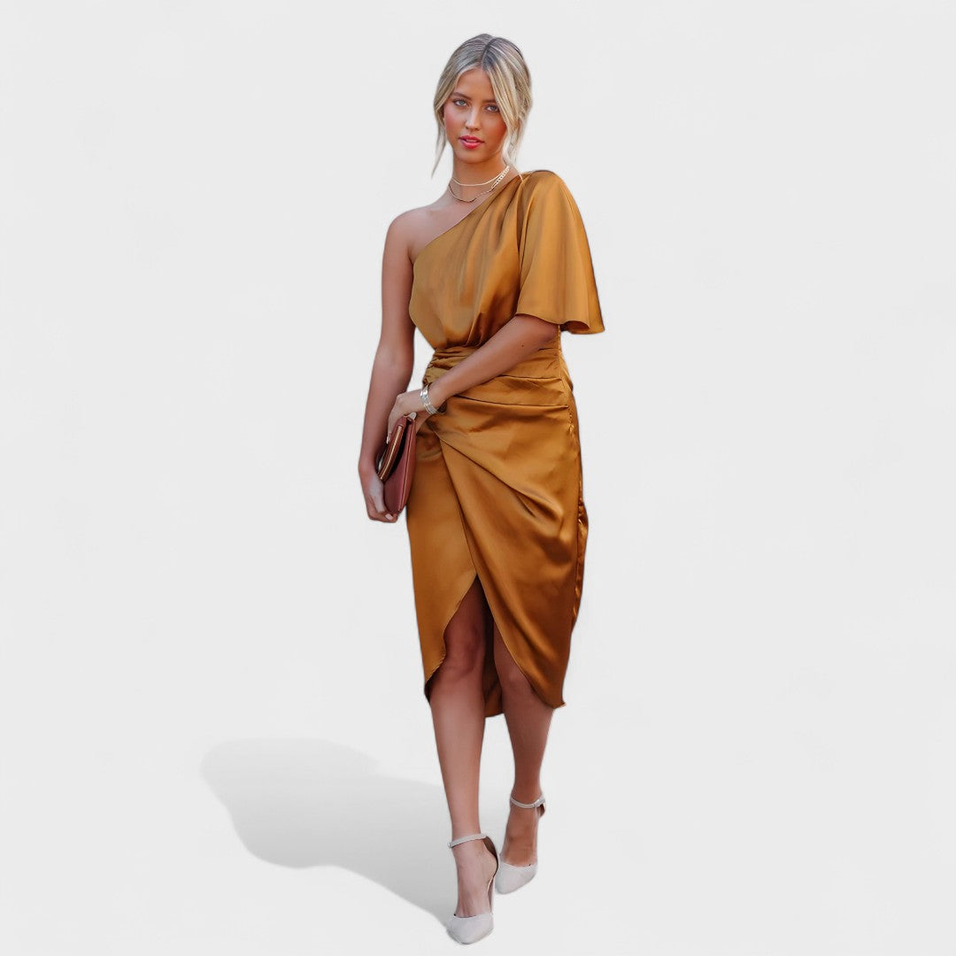 Cátia - Obleka z bleščicami iz satena