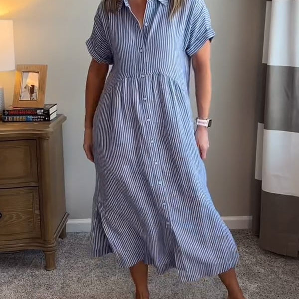 Camila - Elegantna prugasta obleka