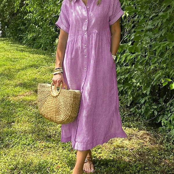 Camila - Elegantna prugasta obleka