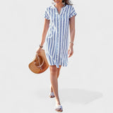 Martina - Elegantna črtasta srajčna obleka