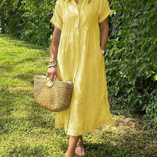 Camila - Elegantna prugasta obleka