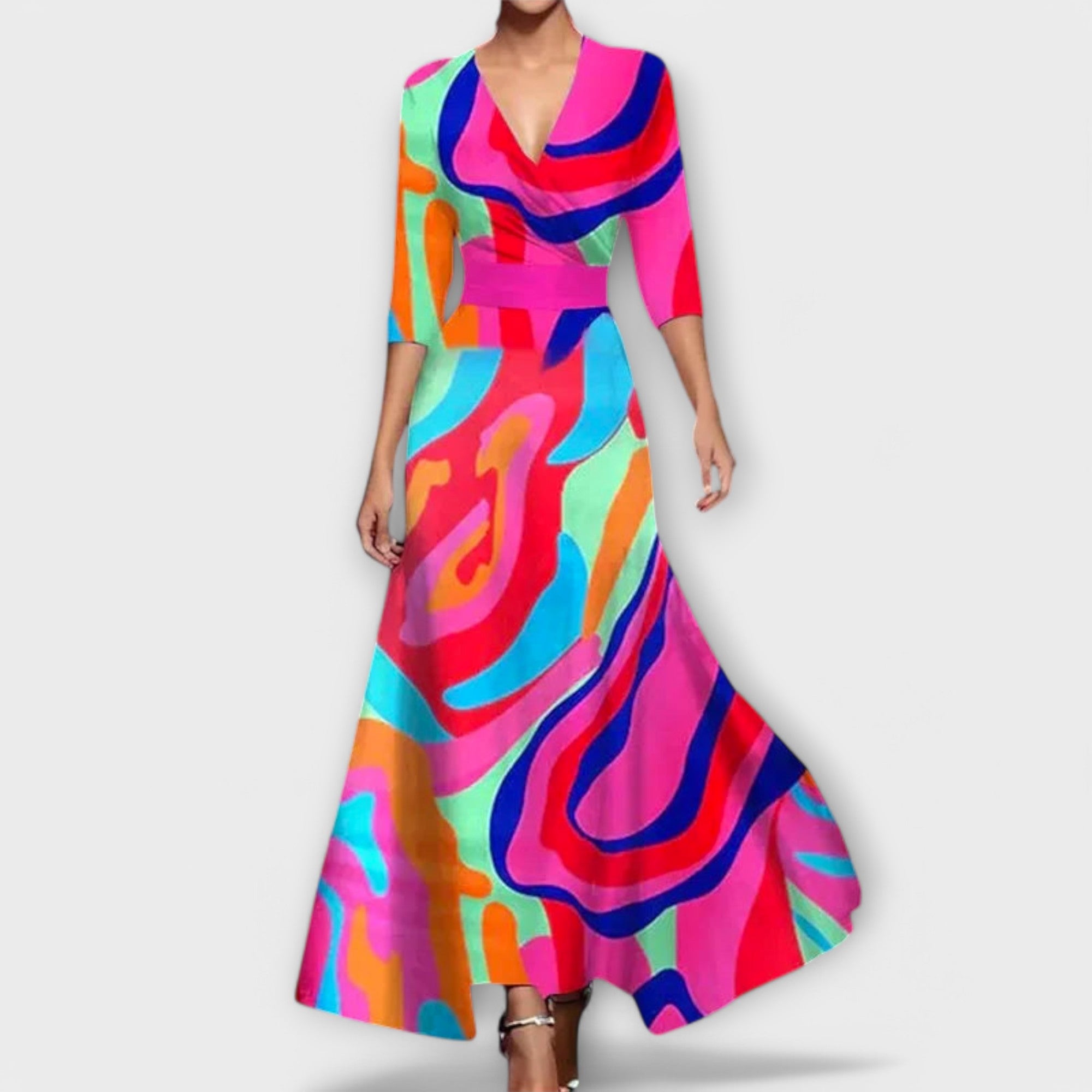 Inês - Elegantna obleka za dame z rokavi