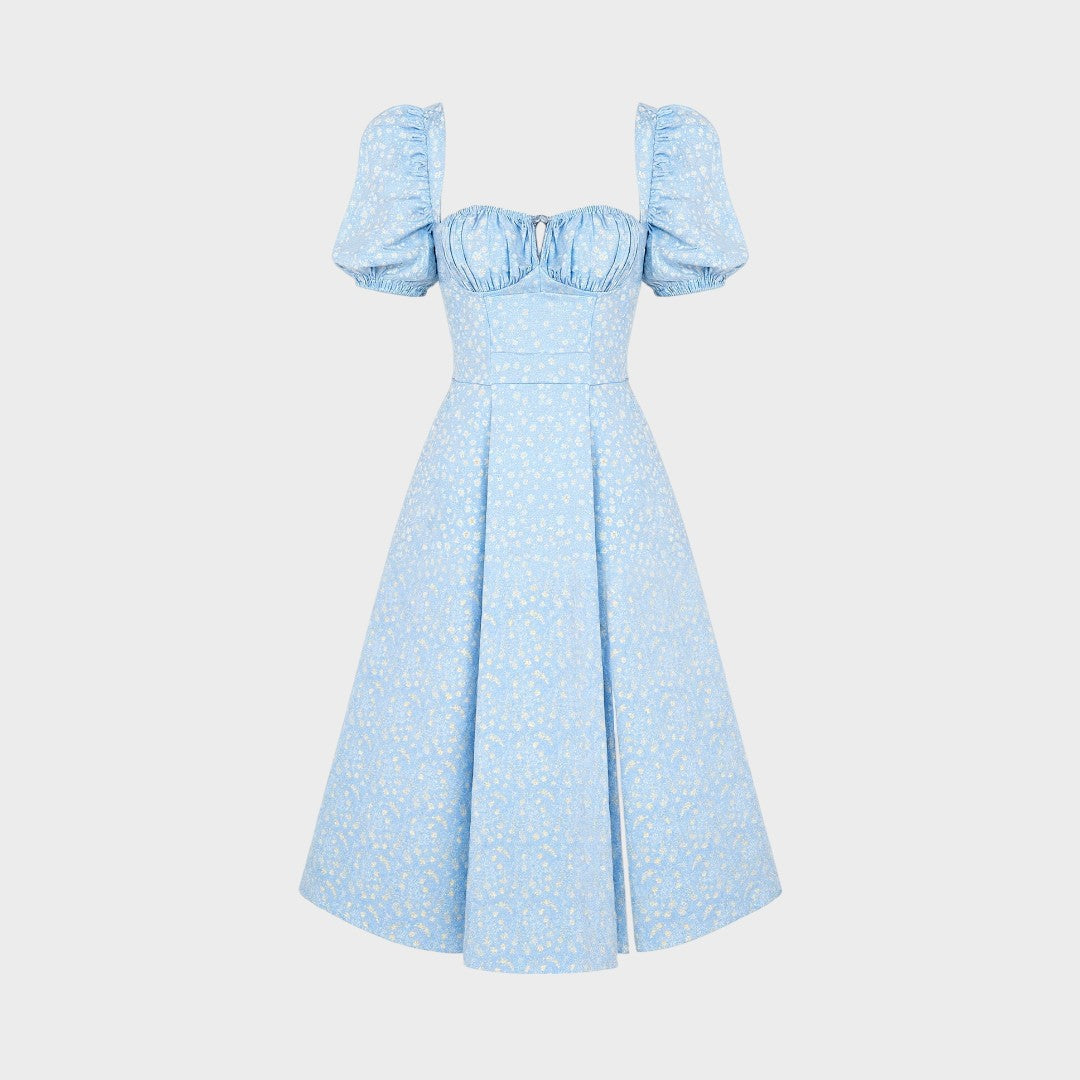 Helena - Poletna obleka s kvadratnim izrezom