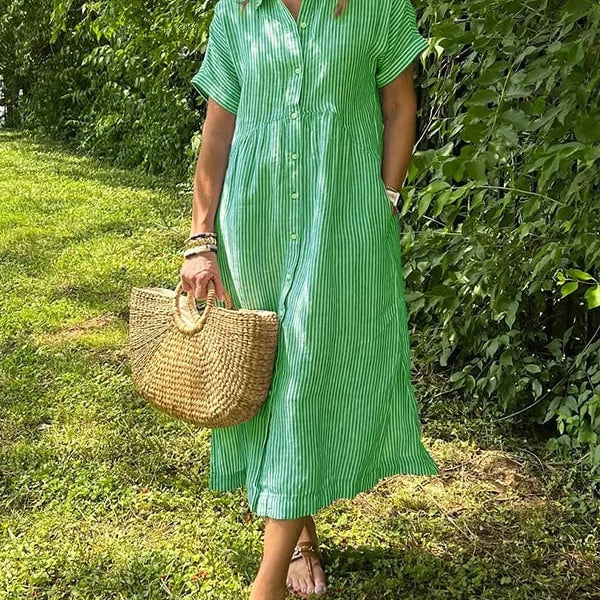 Camila - Elegantna prugasta obleka