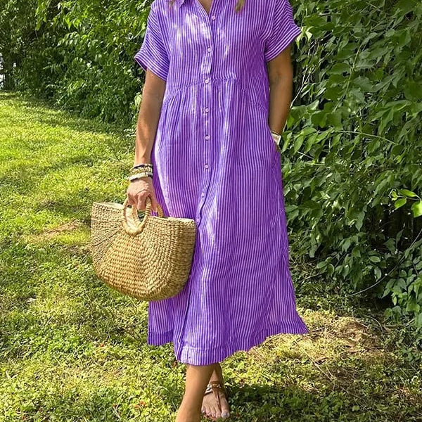 Camila - Elegantna prugasta obleka