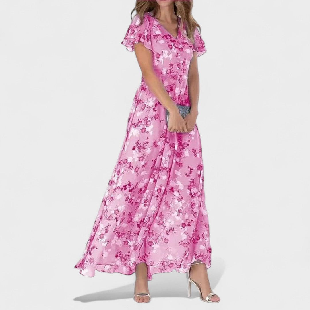 Andreia - Dolga cvetna obleka