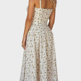 Carolina - Cvetlična obleka z prilagodljivim korzetom