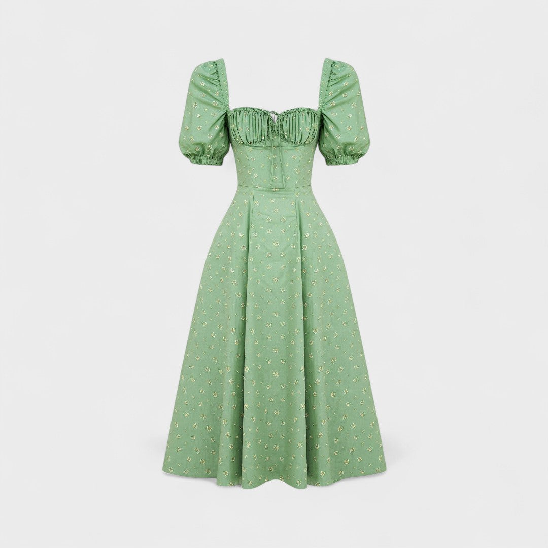 Helena - Poletna obleka s kvadratnim izrezom