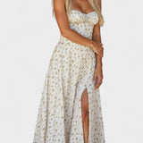 Carolina - Cvetlična obleka z prilagodljivim korzetom