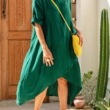 Marta - Asimetrična obleka iz bombaža in lana