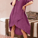 Marta - Asimetrična obleka iz bombaža in lana