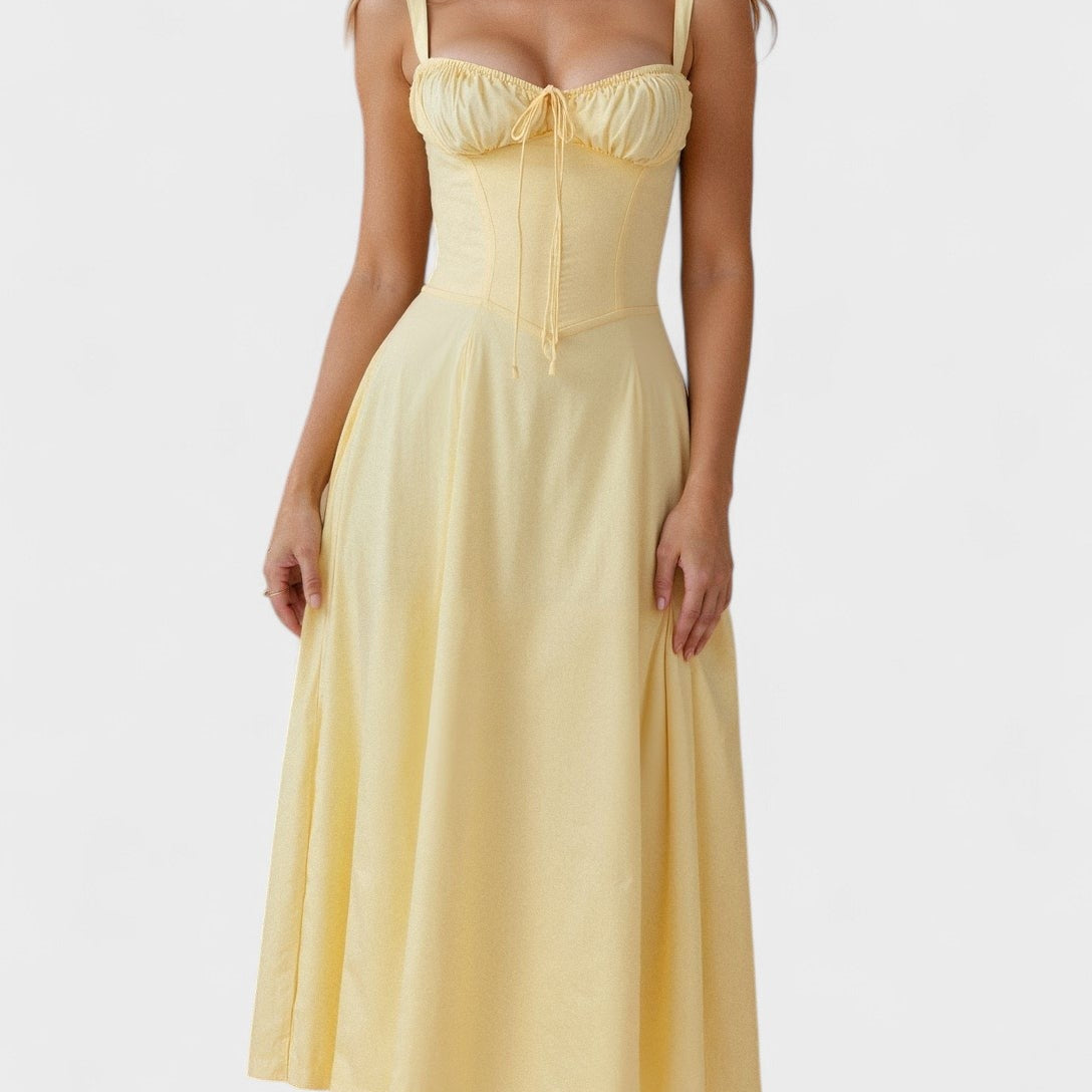 Carolina - Cvetlična obleka z prilagodljivim korzetom