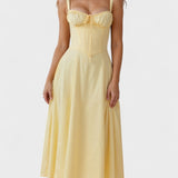 Carolina - Cvetlična obleka z prilagodljivim korzetom