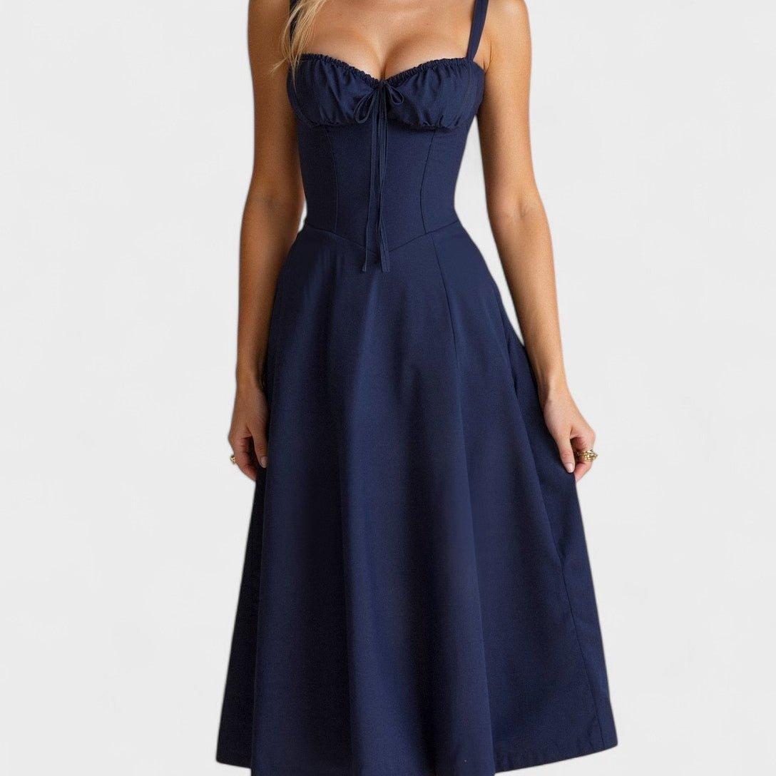 Carolina - Cvetlična obleka z prilagodljivim korzetom