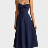 Carolina - Cvetlična obleka z prilagodljivim korzetom