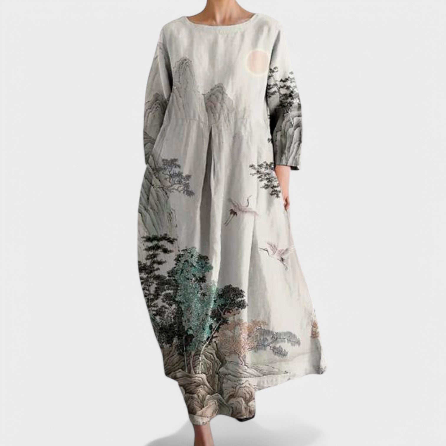 Ana - Barvita obleka z V-izrezom