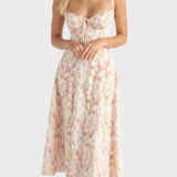 Carolina - Cvetlična obleka z prilagodljivim korzetom