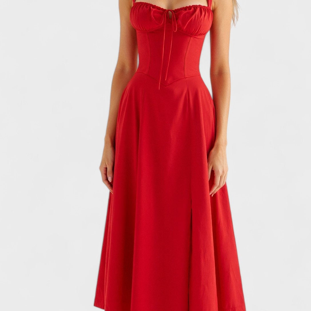 Carolina - Cvetlična obleka z prilagodljivim korzetom