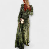 Susana - Dolga obleka s pikastim vzorcem